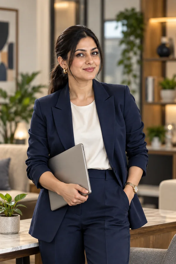 Ananya Mehra in a professional BluCactus India setting providing practical guidance on creating a clear and useful FAQ page.